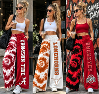 Pantalon de survêtement large pour femme avec logo personnalisé, style tie-dye, streetwear, pour les jours de match universitaires, décontracté, athlétique, baggy