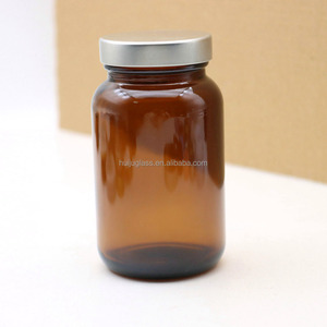 Bouteilles en verre ambré vides de 250 ml pour capsules, contenants pour pilules de compléments alimentaires avec bouchon sérigraphié - Product Image 1