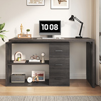 Bureau d'angle de direction de luxe en L, grand format, blanc, avec tiroirs, pour poste de travail informatique