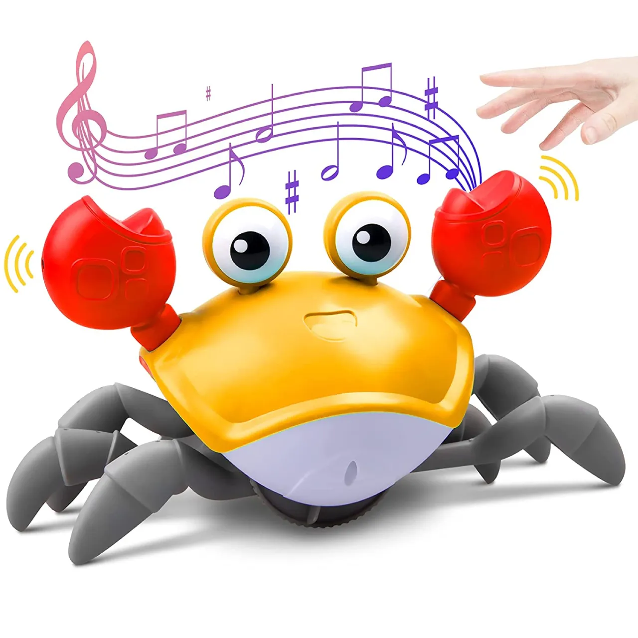 2023 Outdoor Summer Cute Crab Dancing Walking Moving Babies Sensory Induction Crabs with Light Up Music for Boys Girls Toddler