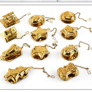 Infuseur à thé en acier inoxydable anti-fuite avec poignée en métal plaqué or écologique, gadget de cuisine, outils à thé - Product Image 3