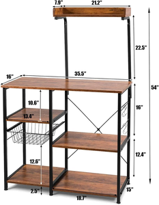 Armoires de cuisine classiques bon marché et meubles de cuisine étagères de rangement Table de bar à café supports <span class=keywords><strong>pour</strong></span> <span class=keywords><strong>micro</strong></span>-ondes avec prise de courant - Product Image 6