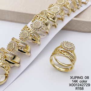XUPING Jewelry Wholesale 14K Gold Color Plated Fashion Synthetic Cubic Zirconia Women <strong>Men</strong> a Pair Couple Wedding <strong>Ring</strong> <strong>Set</strong> - Product Image 2