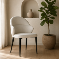Fauteuil de salle à manger en acier carbone noir brillant avec revêtement en cuir anti-griffures pour hôtel et restaurant