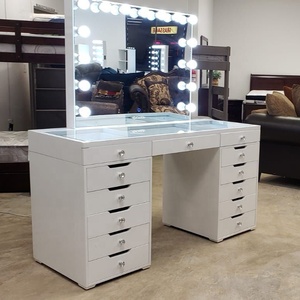 Stock en NOUS! Docarelife-ensemble de Table de maquillage, flambant neuf et luxueux, en bois, Style Hollywood, avec ampoule éclairée