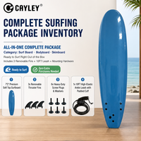 Planche de surf en mousse souple, planche de surf pour débutants avec ailerons amovibles et leash de cheville, pont en XPE et noyau en EPS pour le surf en mer