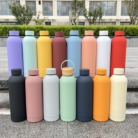 Peiway Thermo Flacon 500ml Personnalisé Coloré Double Paroi En Acier Inoxydable Caoutchouc Mat Peinture Extérieure Petite Bouche Bouteille D'eau