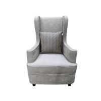 Fauteuils modernes en tissu gris avec cadre en bois, fauteuils d'appoint à dossier haut pour salon, usage hôtelier, pour la maison