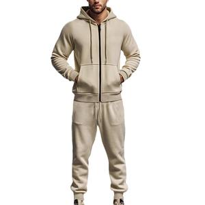 ชุดวอร์มมีฮู้ดบุขนแกะสีกรมท่าสำหรับผู้ชาย ชุดกีฬาแขนยาวแบบซิปสีพื้น สำหรับฤดูใบไม้ร่วงและฤดูหนาว สวมใส่สบายๆ - Product Image 6