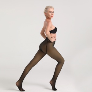 Collants thermiques d'hiver en nylon épais et élasthanne pour femme, taille unique, en <span class=keywords><strong>polaire</strong></span> tricotée, antibactériens, sous-vêtements chauds, noir/<span class=keywords><strong>beige</strong></span> - Product Image 2