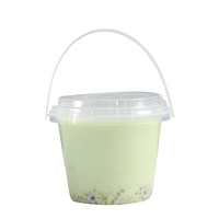 Vente chaude 16oz 24oz 32oz Conteneur de fruits jetable seau transparent tasses seau à boisson en plastique avec couvercle