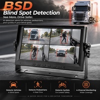 Système de détection d'angle mort AI PWAS BSD avec moniteur AHD 4 canaux 7 pouces et 4 caméras 1080P pour chariot élévateur et camion minier