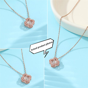 Moda di lusso trifoglio con diamanti <span class=keywords><strong>ciondolo</strong></span> in acciaio inossidabile collana in oro rosa con zircone cubico gemma <span class=keywords><strong>quadrifoglio</strong></span> pendente da donna - Product Image 6