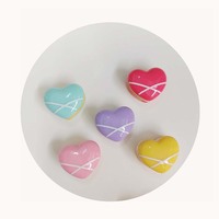 Abalorios de resina con forma de corazón, cabujones de resina de comida estilo macaron, suministros para slime, cabujones de resina plástica para manualidades