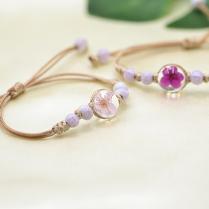 Japan Korea Beliebte handgemachte verstellbare geflochtene Armband Spitze Glaskugel Perle getrocknete Blumen Armband für Frauen dekoriert - Product Image 5