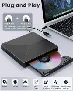 2-in-1 Optical <strong>DVD</strong> Player Type-C USB 3.0 RGB Light External <strong>DVD</strong> Drive <strong>ROM</strong> RW Burner Writer Recorder for Macbook Pro Dell <strong>Laptop</strong>