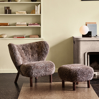Chaise de loisirs en tissu personnalisé au design moderne de luxe Villa Maison Salon Dossier Canapé Chaise Fauteuil en bois massif avec tabouret