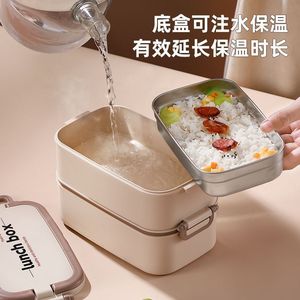 Lonchera de acero inoxidable, contenedor portátil de varias capas, apto para microondas, para trabajadores de oficina y estudiantes - Product Image 3