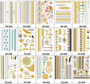 Venta al por mayor de transferencia de agua temporal a prueba de agua a todo Color oro plata Henna cuerpo instantáneo extraíble <span class=keywords><strong>tatuaje</strong></span> plantilla pegatinas - Product Image 4