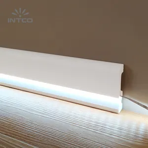 INTCO casa de pisos blanco PS impermeable fácil de instalar zócalo Led tira de luz rodapié