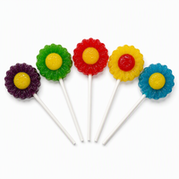 Sucette dure halal à motif tournesol mignon, design pétale multicolore, pour les enfants, collation sucrée quotidienne en bouteille