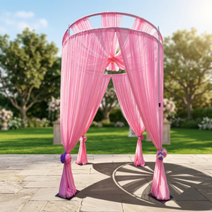 Soporte de doble círculo para telón de fondo de boda al por mayor con tela de gasa para decoración de fiestas - Product Image 1