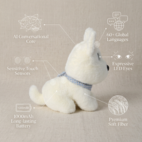 Jouet en peluche électronique intelligent OEM personnalisé ChatGPT AI pour chien, interaction vocale, écharpe 3 couleurs, animal en peluche assis