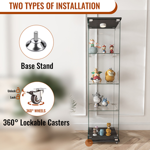 Exhibición y gabinetes de China Gabinete de colección de exhibición de vidrio de 4 niveles con luces-Exhibición de anime de juguete coleccionable para venta al por menor y hogar - Product Image 5