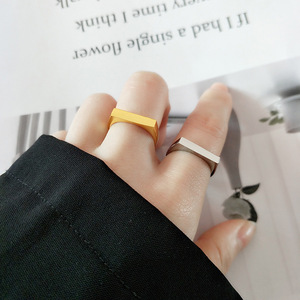 Anillo de sello rectangular de oro de 4mm resistente al agua, joyería apilable, anillo Retro <span class=keywords><strong>Pinky</strong></span> Unisex, anillo de barra grabable personalizado de acero inoxidable - Product Image 6