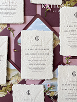 Papier d'invitation de mariage fait main, personnalisé, à bords festonnés, en papier recyclé, impression numérique de qualité supérieure, estampage à chaud