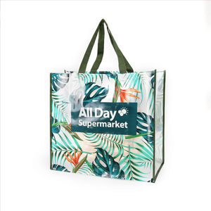 Kişiselleştirilmiş OEM eko dostu RPET saplı alışveriş çantası lamine süpermarket alışveriş çantası geri dönüşümlü 120gsm 140gsm <span class=keywords><strong>PP</strong></span> dokuma çanta - Product Image 3