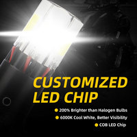 Mini phare LED blanc pour moto, ampoule LED avec 6 perles de lumière latérales, DC 9-80V, feu antibrouillard pour moto