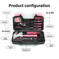 Kit d'outils à main ménagers en acier au carbone de 39 pièces pour le commerce extérieur, comprenant pinces, ruban à mesurer, clés hexagonales, emballage thermorétractable pour l'entretien