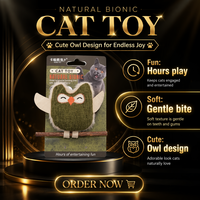 Jouet pour chat en lin en forme de hibou avec bâtonnet de vigne argentée, herbe à chat naturelle, plumes et peluche, jouet à mâcher pour chat, soulage l'anxiété, jouet interactif pour chaton