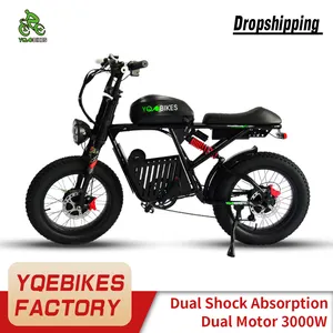 YQEBIKES prezzo all'ingrosso 20 pollici doppio motore fuoristrada Dirt Bike 3000W MTB bici elettrica Cruiser adulto Chopper bicicletta elettrica
