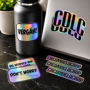 Autocollants holographiques découpés sur mesure avec logo de marque, autocollants en vinyle irisé, autocollants laser imperméables, impression OEM - Product Image 1