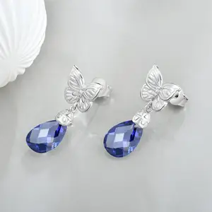 trendy 925 sterling silver women earring loose carved gemstones laser cut custom multi color stone drop earring