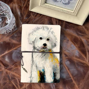 Carnet A6 Idéal pour les rapports de bogues et les mises à jour de projet des développeurs Web avec <span class=keywords><strong>Sketch</strong></span> Style White Fluffy Dog Print - Product Image 1