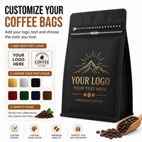 Sacs à café personnalisés imprimés avec valve et fermeture éclair |   Pochettes plates en aluminium de 8 oz pour l'emballage du café et des aliments