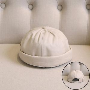Sangle en cuir réglable MIO Sailor Melon Cap Docker Cap Solid Color Retro Beanie - Product Image 4