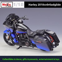 Modèle de moto américaine de tourisme MAISTO à l'échelle 1:18, style CVO, en métal noir et bleu, avec support, objet de collection, fabriqué en Chine, pour tous les âges