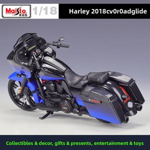 Modèle de moto américaine de tourisme 2018 à l'échelle 1:18, style CVO noir et bleu, avec support d'exposition, objet de collection - Product Image 3