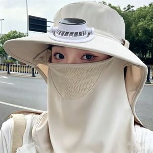 <span class=keywords><strong>Chapeau</strong></span> de soleil pour femme avec ventilateur solaire intégré, couvrant tout le visage, à large bord, protection solaire, modèle 011, pour activités de plein air et pêche - Product Image 1
