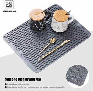 Vente directe d'usine - Tapis de séchage de vaisselle en silicone résistant à la chaleur - Tapis antidérapant pour comptoir de cuisine - Product Image 4