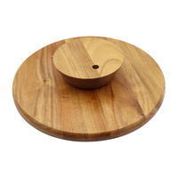 Plateau tournant de luxe personnalisé en bois d'acacia durable et écologique, rotation à 360 degrés avec fonction de mémoire pour fêtes et cuisine