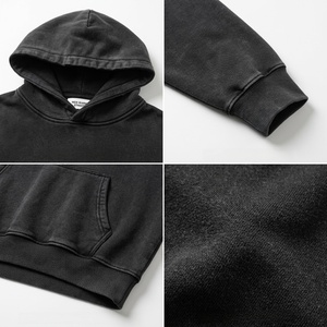 Sudadera con capucha personalizada lisa con lavado ácido, de algodón grueso y felpa, estilo oversize, con efecto desgastado, para hombre, estilo urbano TKAN9085 - Product Image 4