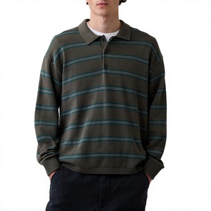 Suéter de Punto Jacquard Personalizado OEM de Alta Calidad, 100% Algodón, Antiarrugas, Casual, 280g, con Rayas para Hombre, Invierno - Product Image 2