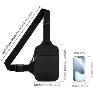 Bolso Bandolera Personalizado Resistente al Agua, Mini Bolso Cruzado de Nylon, Bolso de Pecho Pequeño con Doble Bolsillo - Product Image 2