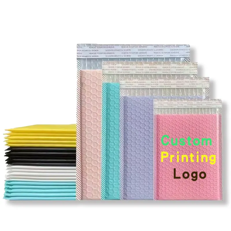 Embalaje personalizado autoadhesivo para pequeñas empresas, sobres impermeables con burbujas acolchadas de polietileno, bolsas de correo para envío