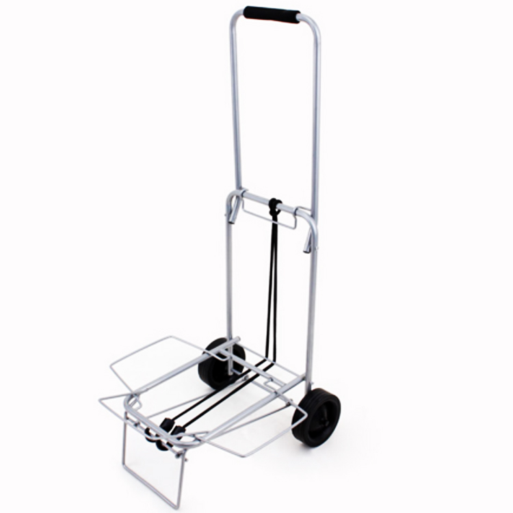 Оцинкованная Складная мини-тележка для багажа с ручкой из ПУ серебристого цвета